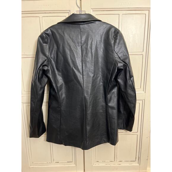 Princess Polly size XS/S XS Small black faux leather blazer jacket - Picture 4 of 4